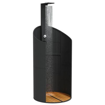 vidaXL Douche d'extérieur noir 100x100x241,5 cm poly rotin bois acacia