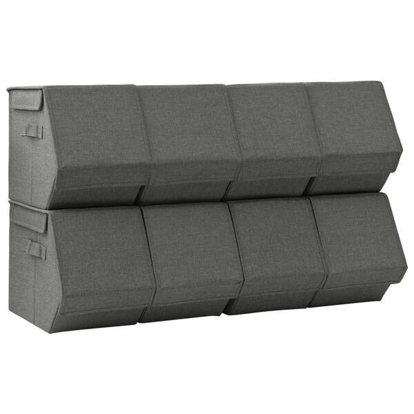 vidaXL Bo&icirc;tes de rangement empilables couvercle 8 pcs Tissu Anthracite