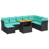 vidaXL Salon de jardin avec coussins 9 pcs gris r&eacute;sine tress&eacute;e acacia
