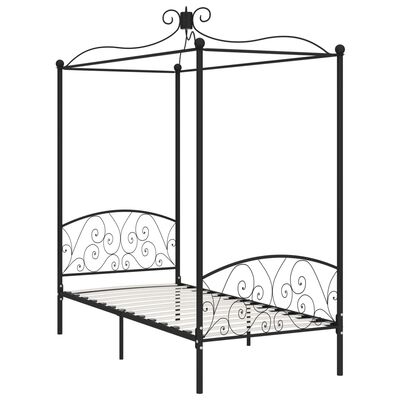 vidaXL Cadre de lit à baldaquin Noir Métal 90 x 200 cm