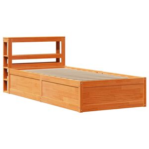 vidaXL Cadre de lit avec t&ecirc;te de lit cire marron 75x190 cm bois de pin