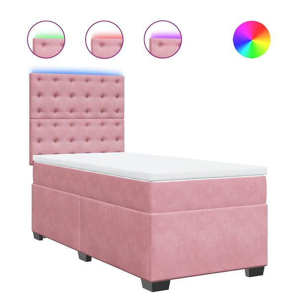 vidaXL Sommier &agrave; lattes de lit avec matelas Rose 100x200 cm Velours