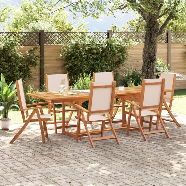 vidaXL Ensemble &agrave; Manger de jardin 7pcs bois d'acacia solide textil&egrave;ne