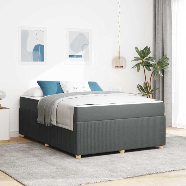 vidaXL Cadre de lit avec matelas Gris fonc&eacute; 140 x 200 cm tissu
