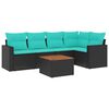 vidaXL Salon de jardin 6 pcs avec coussins noir r&eacute;sine tress&eacute;e
