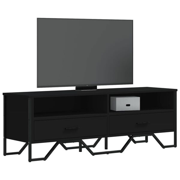 vidaXL Meuble TV noir 122x34x41 cm bois d'ing&eacute;nierie