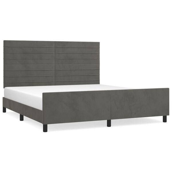 vidaXL Cadre de lit sans matelas gris fonc&eacute; velours