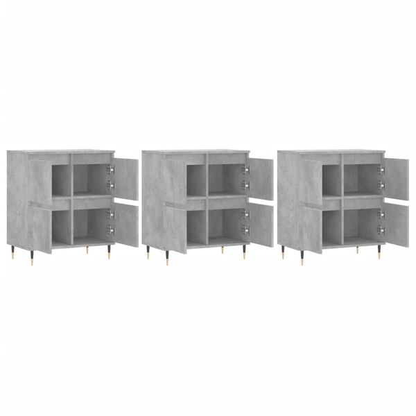 vidaXL Buffets 3 pcs gris b&eacute;ton bois d'ing&eacute;nierie
