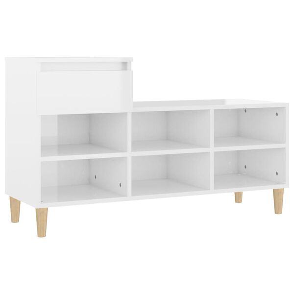 vidaXL Armoire à chaussure Blanc brillant 102x36x60 cm Bois ingénierie