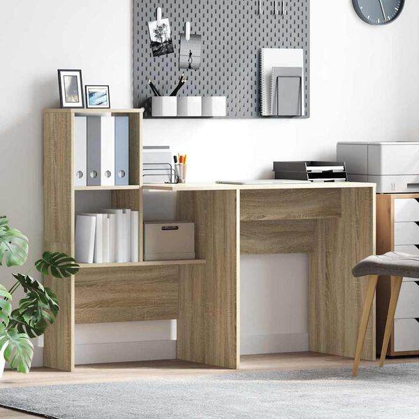 vidaXL Bureau Ch&ecirc;ne Sonoma 131,5 x 50 x 106,5 cm Bois d'ing&eacute;nierie