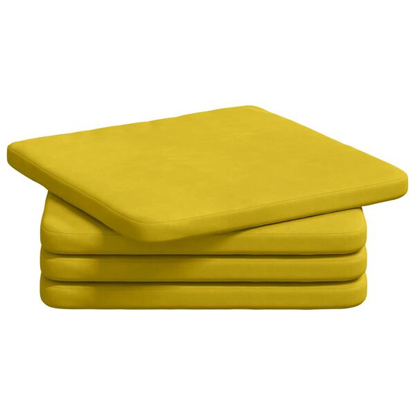vidaXL Coussins de si&egrave;ge 4 pcs Jaune 40 x 40 x 3 cm Velours