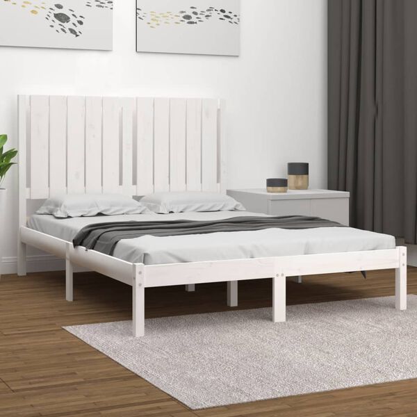 vidaXL Cadre de lit sans matelas blanc 120x200 cm bois de pin massif