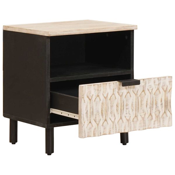 vidaXL Cabinet de chevet Blanc 40 x 33 x 46 cm Bois de mangue massif