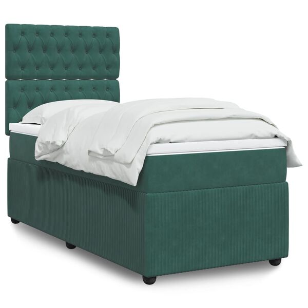 vidaXL Sommier &agrave; lattes de lit avec matelas Vert fonc&eacute; 90x190 cm