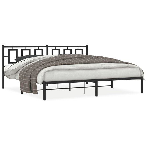 vidaXL Cadre de lit m&eacute;tal sans matelas avec t&ecirc;te de lit noir 193x203cm