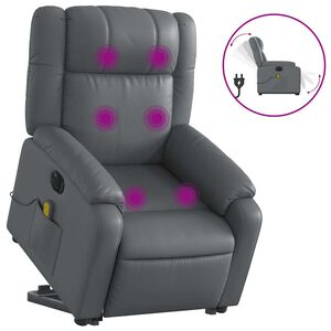 vidaXL Fauteuil inclinable de massage &eacute;lectrique gris similicuir
