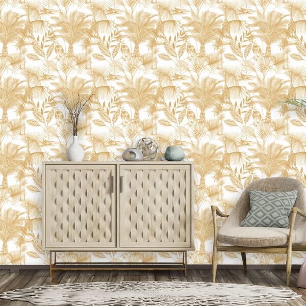 DUTCH WALLCOVERINGS Papier peint Kidatu Ocre et blanc