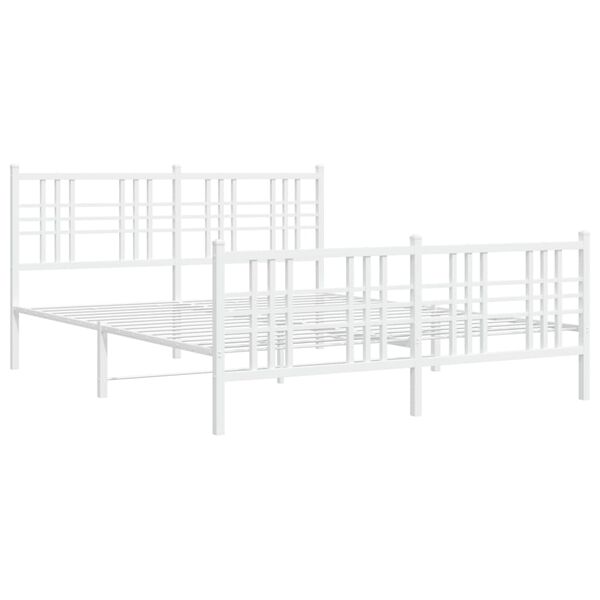 vidaXL Cadre de lit métal sans matelas et pied de lit blanc 150x200 cm