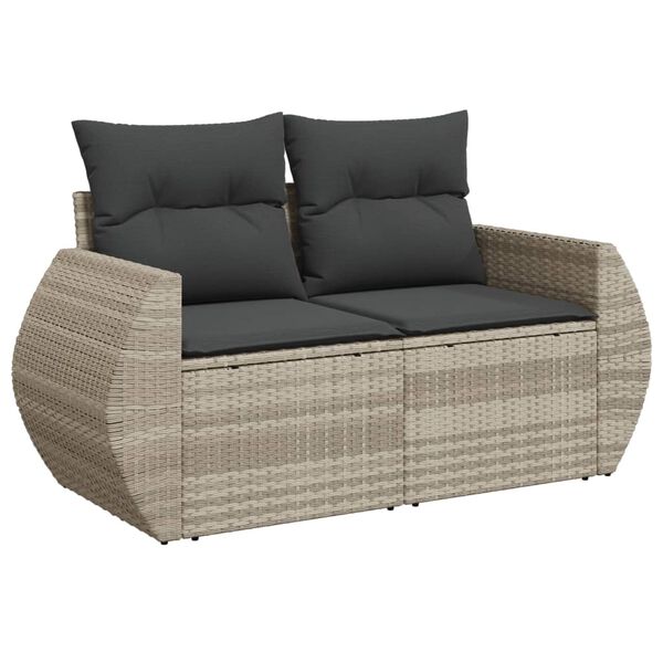 vidaXL Salon de jardin 11 pcs avec coussins gris clair résine tressée