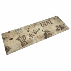 vidaXL Tapis de cuisine lavable imprim&eacute; caf&eacute; marron 60x180 cm velours