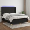 vidaXL Sommier &agrave; lattes de lit matelas et LED Noir 140x190 cm Tissu