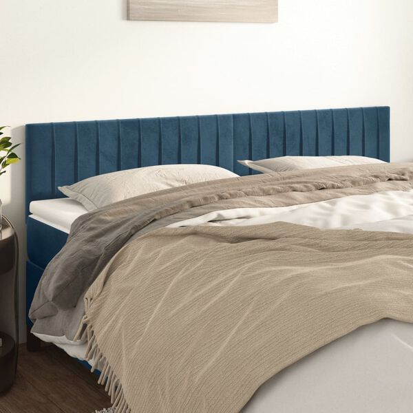 vidaXL T&ecirc;tes de lit 2 pcs Bleu fonc&eacute; 80x5x78/88 cm Velours