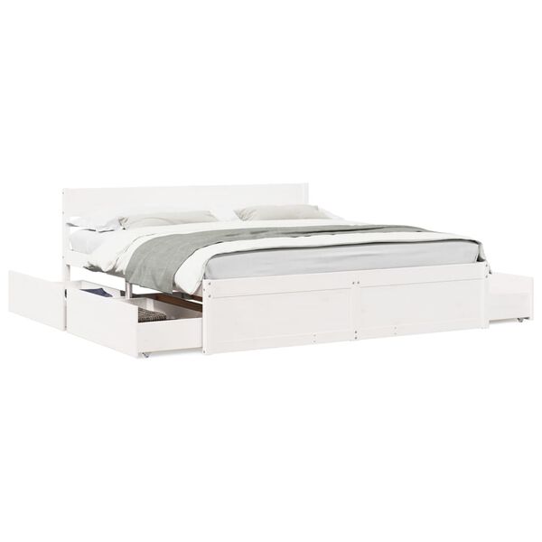 vidaXL Cadre de lit sans matelas blanc 200x200 cm bois massif de pin