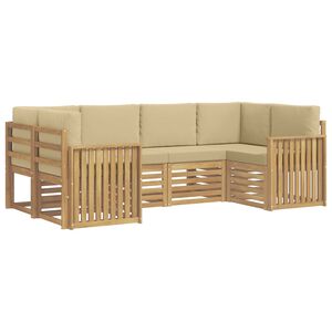 vidaXL Ensemble de canap&eacute;s d'ext&eacute;rieur 6 pc Blanc et Beige Polyester