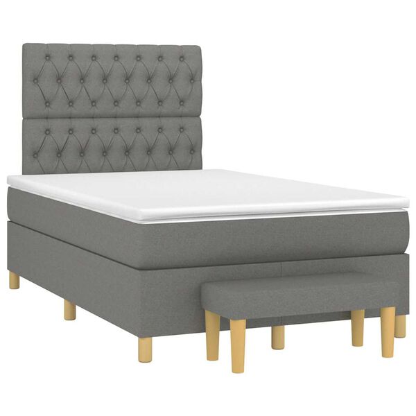 vidaXL Sommier &agrave; lattes de lit avec matelas gris fonc&eacute; 120x190cm tissu