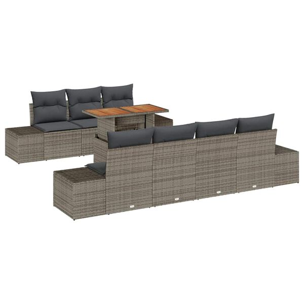 vidaXL Ensemble de salle &agrave; manger pour jardin 8 pcs Gris et marron