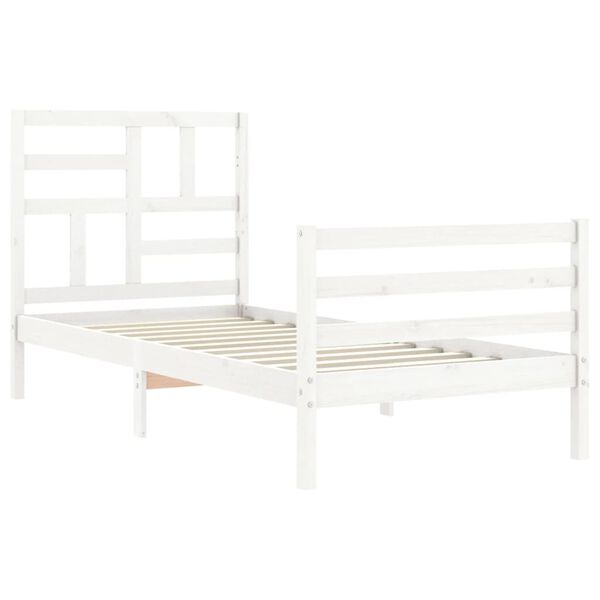 vidaXL Cadre de lit sans matelas blanc 100x200 cm bois massif