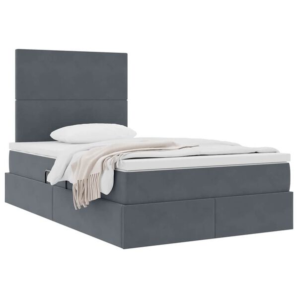 vidaXL Lit avec rangement et matelas Gris fonc&eacute; 120 x 200 cm Velours