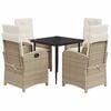 vidaXL Ensemble &agrave; manger de jardin avec coussins 5pcs Beige poly rotin