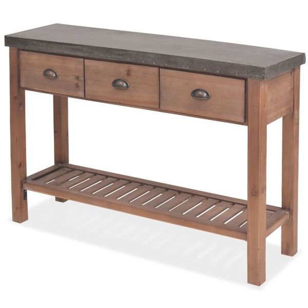 vidaXL Table console Bois massif de sapin 122 x 35 x 80 cm