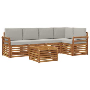 vidaXL Ensemble de canap&eacute;s d'ext&eacute;rieur 6 pc Gris Naturel et Clair