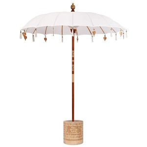 vidaXL Parasol balinais avec base Cr&egrave;me et naturel 190 x 190 x 250 cm
