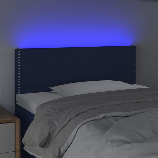 vidaXL T&ecirc;te de lit &agrave; LED Bleu 100x5x78/88 cm Tissu
