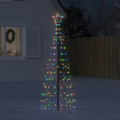 vidaXL Arbre de Noël lumineux avec piquets 220 LED coloré 180 cm