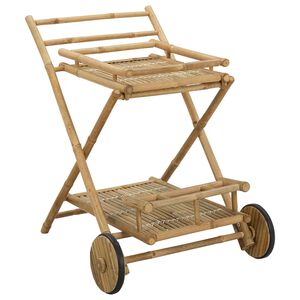vidaXL Chariot de service avec roues Naturel 79 x 67,5 x 84 cm Bambou