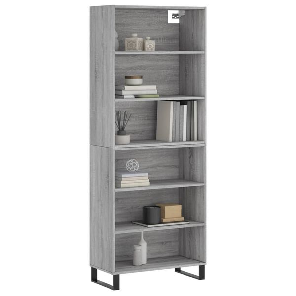 vidaXL Buffet sonoma gris 69,5x32,5x180 cm bois d'ing&eacute;nierie