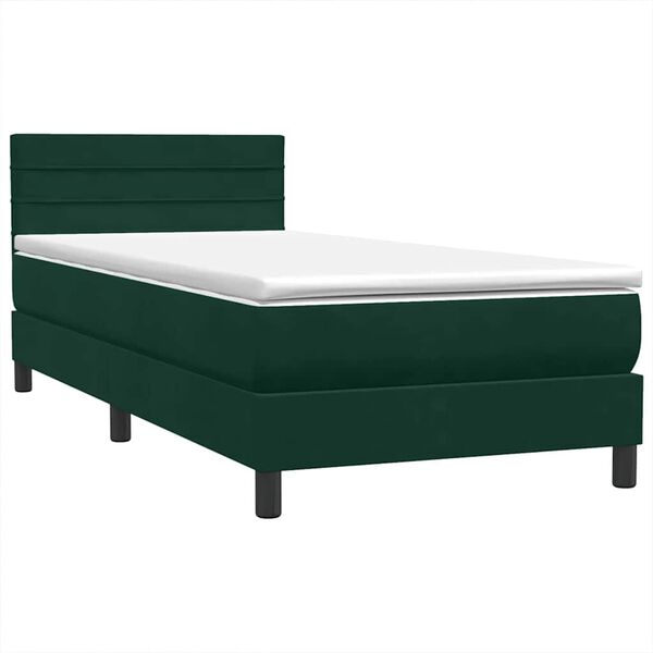 vidaXL Sommier &agrave; lattes de lit et matelas vert fonc&eacute; 80x220 cm velours