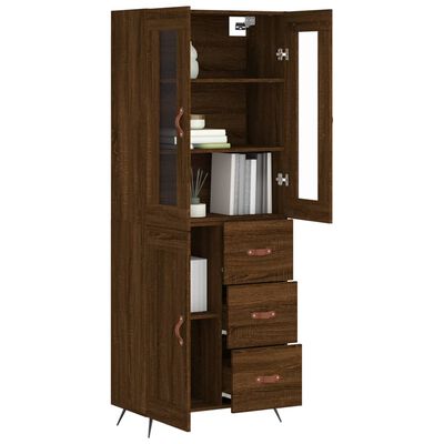 vidaXL Buffet haut Chêne marron 69,5x34x180 cm Bois d'ingénierie