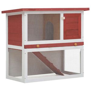 vidaXL Clapier d'ext&eacute;rieur 1 porte Rouge Bois