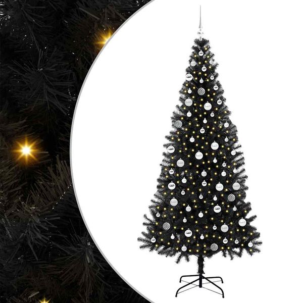 vidaXL Sapin de No&euml;l avec 300 LED avec support Noir 210 cm PVC