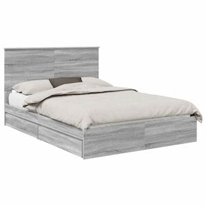vidaXL Lit de Rangement Gris Sonoma 150 x 200 cm Bois d'ing&eacute;nierie