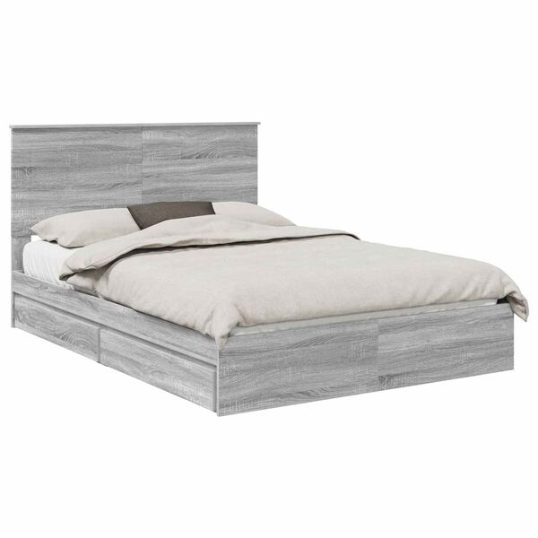 vidaXL Lit de Rangement Gris Sonoma 150 x 200 cm Bois d'ingénierie