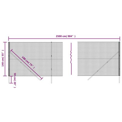 vidaXL Clôture en treillis métallique vert 1,4x25 m acier galvanisé