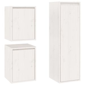 vidaXL Meubles TV 3 pcs Blanc Bois massif de pin