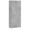 vidaXL Buffet haut Gris b&eacute;ton 69,5x34x180 cm Bois d'ing&eacute;nierie