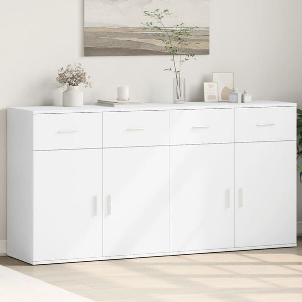 vidaXL Buffets 2 pcs blanc 79x38x80 cm bois d&rsquo;ing&eacute;nierie